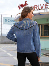 Load image into Gallery viewer, Studded Fringe Button Down Denim Jacket - Sizes S-XL
