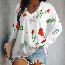 Load image into Gallery viewer, Ti Amo I love you - Exclusive Brand - Hearts &amp; Flowers - Women&#39;s Long Sleeve Loose Tee - Sizes S-5XL
