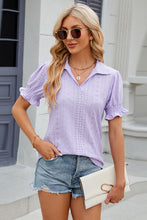 Load image into Gallery viewer, 8 Colors - Eyelet Johnny Collar Short Sleeve Blouse
