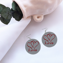 Load image into Gallery viewer, Ti Amo I love you - Exclusive Brand - Hearts - LOVE  - Geometric Round Wooden Earrings
