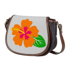 Load image into Gallery viewer, Ti Amo I love you - Exclusive Brand - Alto Gray - Hawaiian Flower - Saddle Bag
