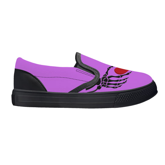 Ti Amo I love you - Exclusive Brand - Lavender - Skeleton Hands with Heart  - Kids Slip-on shoes - Black Soles