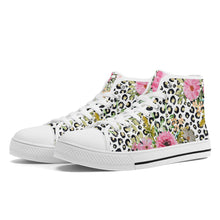 Load image into Gallery viewer, Ti Amo I love you  - Exclusive Brand  - Leopard &amp; Flowers - High-Top Canvas Shoes - White
