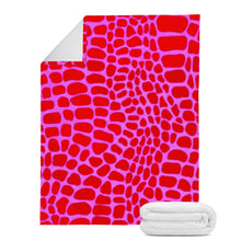 Load image into Gallery viewer, Ti Amo I love you - Exclusive Brand - Heliotrope &amp; Red Reptile Skin Pattern - Micro Fleece Blankets
