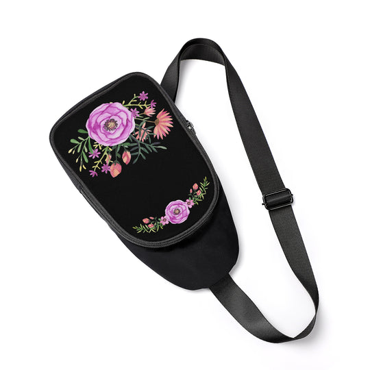 Ti Amo I love you - Exclusive Brand - Black Floral - Womens Chest Bag