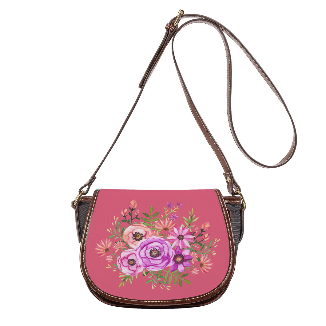 Ti Amo I love you - Exclusive Brand - Pale Violet Red - Floral Bouquet - Saddle Bag