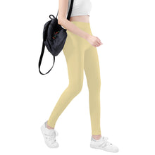 Load image into Gallery viewer, Ti Amo I love you - Exclusive Brand   - Medium Champagne - White Daisy -  Yoga Leggings
