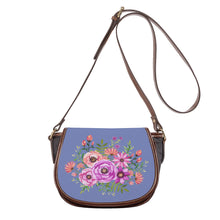 Load image into Gallery viewer, Ti Amo I love you - Exclusive Brand - Deep Periwinkle - Floral Bouquet -  Saddle Bag
