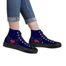 Load image into Gallery viewer, Ti Amo I love you - Exclusive Brand - Stratos - Skeleton Hands with Heart - High Top Canvas Shoes - Black  Soles
