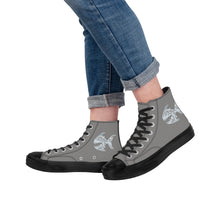 Load image into Gallery viewer, Ti Amo I love you - Exclusive Brand  - Natural Gray- Angry Fish - High Top Canvas Shoes - Black  Soles
