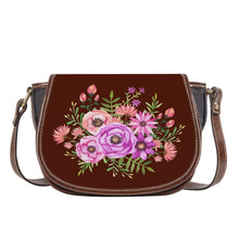 Load image into Gallery viewer, Ti Amo I love you - Exclusive Brand - French Puce Red - Floral Bouquet - Saddle Bag
