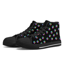 Load image into Gallery viewer, Ti Amo I love you - Exclusive Brand - Paw Prints - High-Top Canvas Shoes - Black Soles
