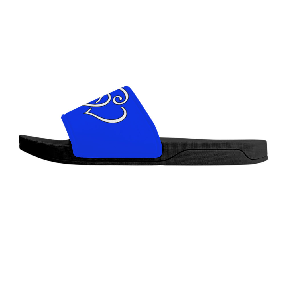 Ti Amo I love you- Exclusive Brand  - Blue Blue Eyes - Double White Heart - Slide Sandals - Black Soles
