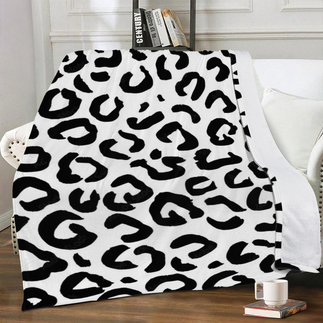 Ti Amo I love you - Exclusive Brand - White & Black Animal Print - Micro Fleece Blankets