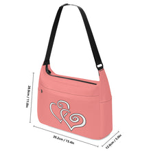 Load image into Gallery viewer, Ti Amo I love you - Exclusive Brand - Light Coral - Double White Heart - Journey Computer Shoulder Bag
