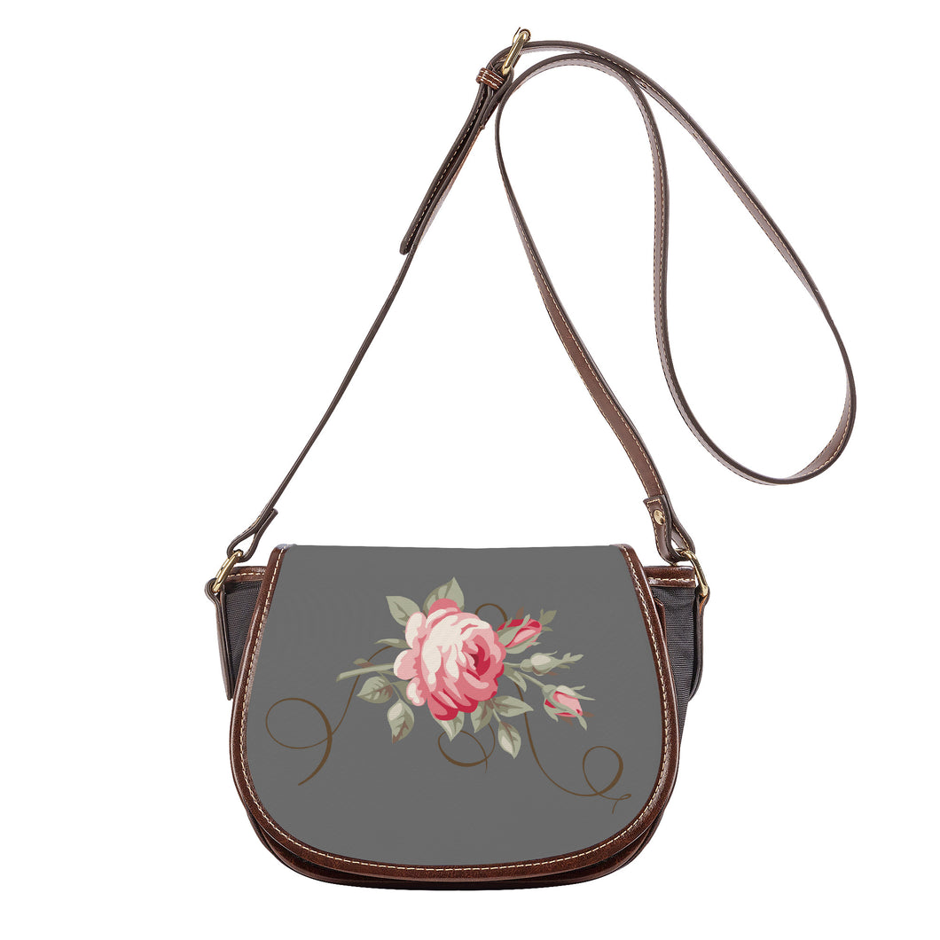 Ti Amo I love you - Exclusive Brand - Dove Gray -  Rose -  Saddle Bag