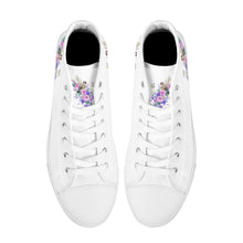 Load image into Gallery viewer, Ti Amo I love you - Exclusive Brand - Floral / Bird/ Butterfly - Womens High-Top Canvas Shoes - White Soles
