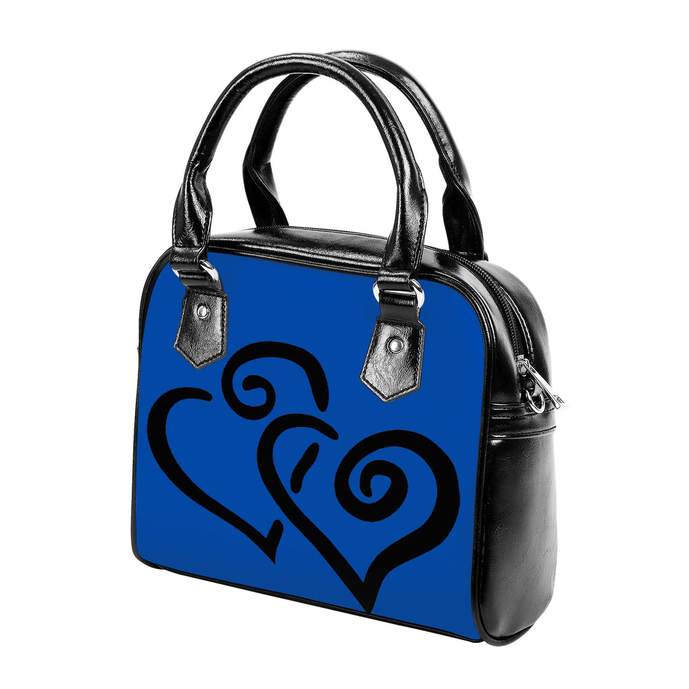 Ti Amo I love you - Exclusive Brand  - Dark Blue - Double Black Heart -  Shoulder Handbag
