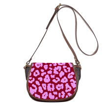 Load image into Gallery viewer, Ti Amo I love you - Exclusive Brand - Burgundy &amp; Mauve Animal Pattern - Saddle Bag
