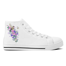 Load image into Gallery viewer, Ti Amo I love you - Exclusive Brand - Floral / Bird/ Butterfly - Womens High-Top Canvas Shoes - White Soles
