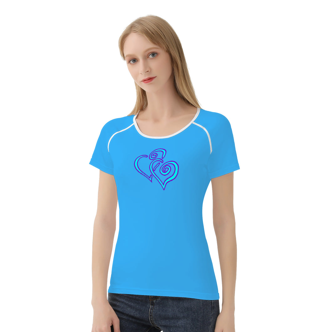 Ti Amo I love you - Exclusive Brand - Medium Cyan Blue -  Double Cyan Heat - Women's T shirt