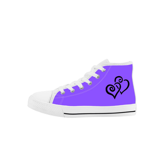 Ti Amo I love you - Exclusive Brand - Light Purple - Double Black Heart -  Kids High Top Canvas Shoes
