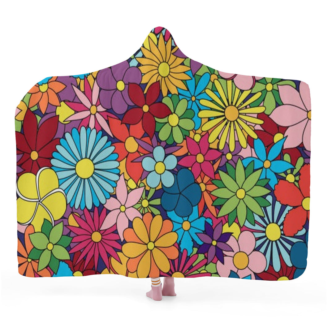 Ti Amo I love you- Exclusive Brand - Colorful Flowers - Hooded Blanket