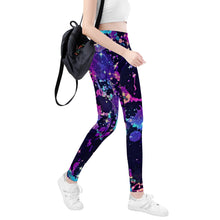 Load image into Gallery viewer, Ti Amo I love you - Exclusive Brand - Black Neon Splatter - Womens / Teen Girls / Womens Plus Size - Yoga Leggings - Sizes XS-3XL
