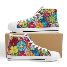 Load image into Gallery viewer, Ti Amo I love you - Exclusive Brand - Colorful Flowers - High-Top Canvas Shoes - White Soles
