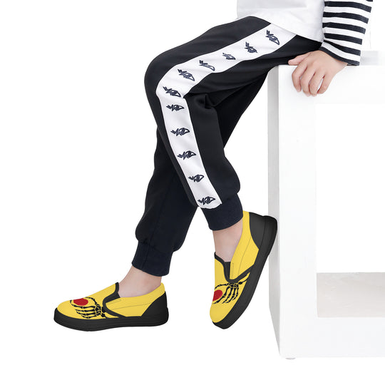 Ti Amo I love you - Exclusive Brand- Mustard Yellow - Skeleton Hands with Heart - Slip-on shoes - Black Soles