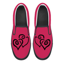 Load image into Gallery viewer, Ti Amo I love you -  Exclusive Brand  - Cerise Red 2 - Double Black Heart - Slip-on Shoes - Black Soles
