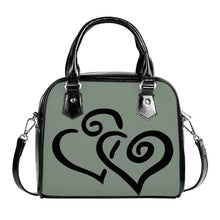 Load image into Gallery viewer, Ti Amo I love you - Exclusive Brand - Metallic Green - Double Black Heart -  Shoulder Handbag
