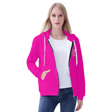 Load image into Gallery viewer, Ti Amo I love you - Exclusive Brand - Hollywood Cerise - Double White Heart - Zip Hoodie
