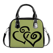 Load image into Gallery viewer, Ti Amo I love you - Exclusive Brand - Olive Green - Double Black Heart -  Shoulder Handbag
