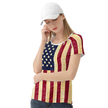 Load image into Gallery viewer, Ti Amo I love you - Exclusive Brand  - Old American Flag - Women&#39;s T shirt - Sizes XS-2XL
