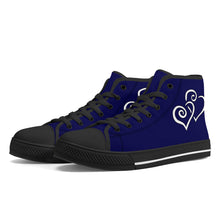 Load image into Gallery viewer, Ti Amo I love you - Exclusive Brand  - Stratos - Double White Heart High-Top Canvas Shoes - Black Soles
