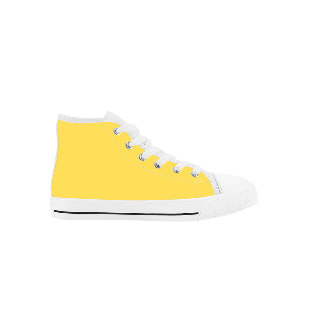 Ti Amo I love you - Exclusive Brand - Mustard Yellow - Double Black Heart - Kids High Top Canvas Shoes