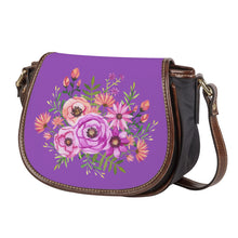 Load image into Gallery viewer, Ti Amo I love you - Exclusive Brand - Deep Lilac - Floral Bouquet - Saddle Bag
