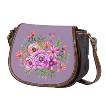 Load image into Gallery viewer, Ti Amo I love you - Exclusive Brand - Glossy Grape - Floral Bouquet - Saddle Bag
