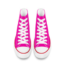 Load image into Gallery viewer, Ti Amo I love you - Exclusive Brand - Hollywood Cerise - Lettering - High Top Canvas Shoes - White Soles
