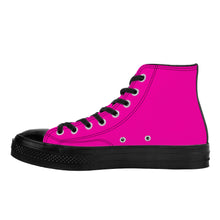 Load image into Gallery viewer, Ti Amo I love you - Hollywood Cerise - Double White Heart - High Top Canvas Shoes - Black  Soles
