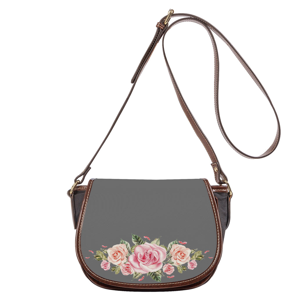 Ti Amo I love you - Exclusive Brand - Dove Gray - Roses - Saddle Bag