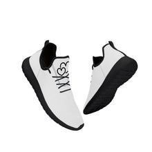 Load image into Gallery viewer, Ti Amo I love you - Exclusive Brand  - White - Double Black Heart - Lightweight Mesh Knit Sneaker - Black Soles
