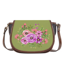 Load image into Gallery viewer, Ti Amo I love you - Exclusive Brand - Olive Green - Floral Bouquet - Saddle Bag
