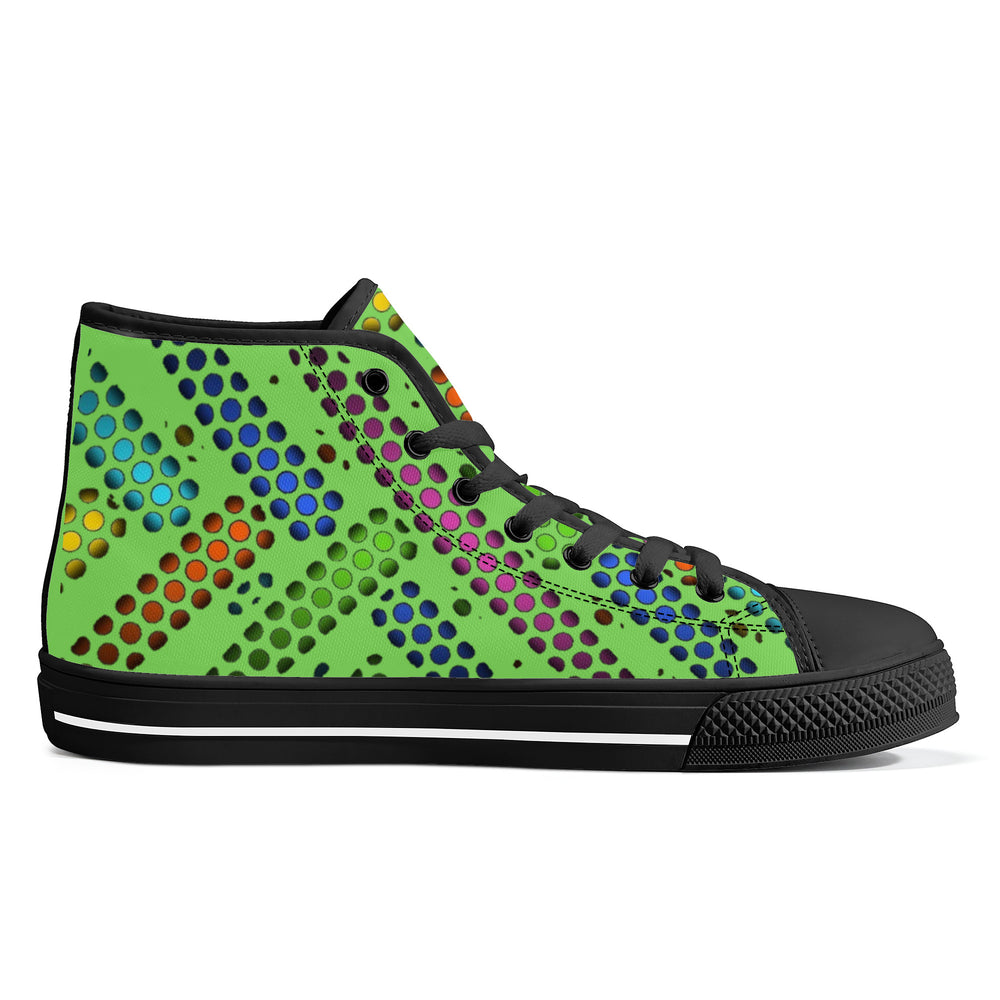 Ti Amo I love you - Exclusive Brand - Pastel Green - Deco Dots - High-Top Canvas Shoes - Black Soles
