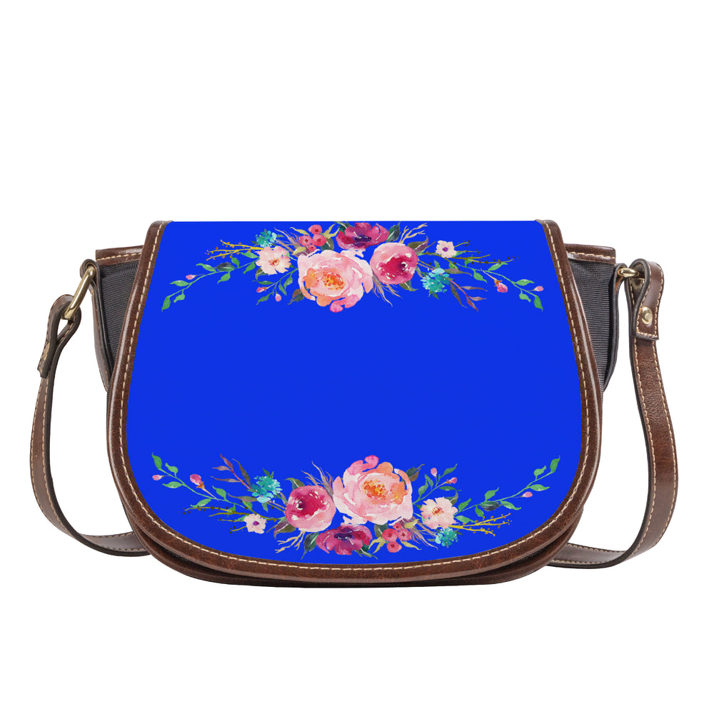 Ti Amo I love you - Exclusive Brand - Blue Blue Eyes - Front & Top Floral Swag - Saddle Bag