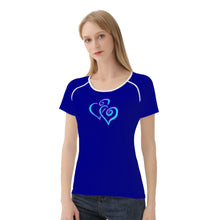 Load image into Gallery viewer, Ti Amo I love you - Exclusive Brand - Dark Blue 2- Double Cyan Heart - Women&#39;s T shirt - Sizes XS-2XL
