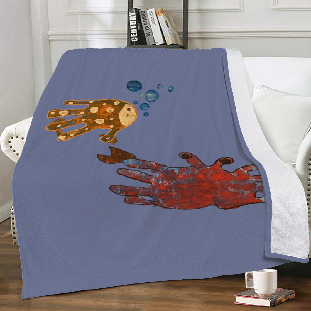 Ti Amo I love you - Exclusive Brand - Lynch - Crab & Fish Childrens Handprint Drawing - Blankets