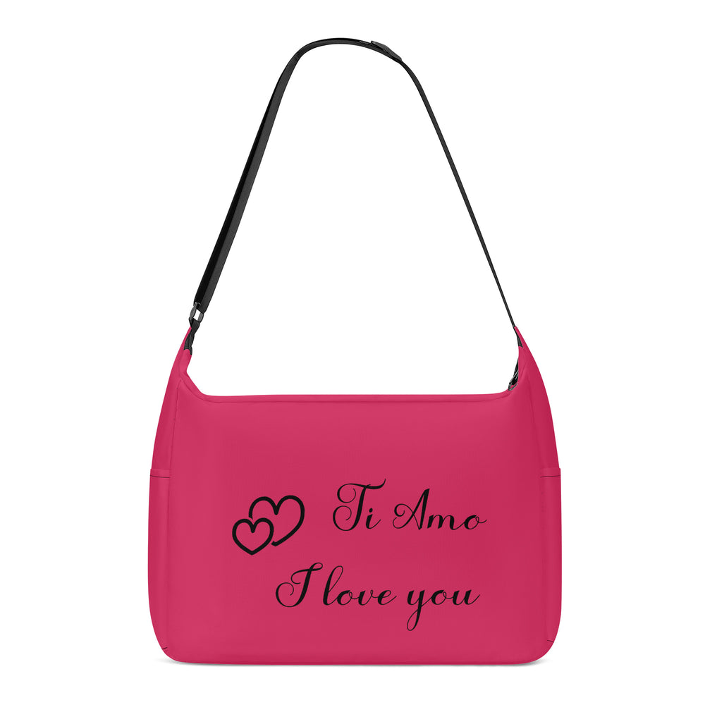 Ti Amo I love you - Exclusive Brand - Cerise Red 2 - Double Black Heart Logo - Journey Computer Shoulder Bag