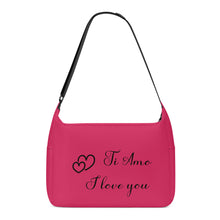 Load image into Gallery viewer, Ti Amo I love you - Exclusive Brand - Cerise Red 2 - Double Black Heart Logo - Journey Computer Shoulder Bag
